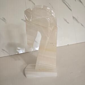 Single White Onyx Horse Head Book End Sturdy and Unique ~8 inches Tall